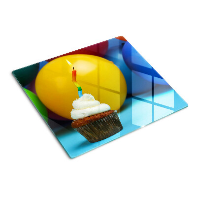 Glasschneidebrett Geburtstags-Cupcake mit Luftballons