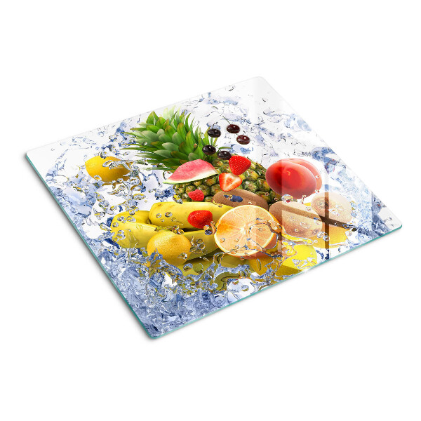 Glasschneidebrett Obst im Wasser