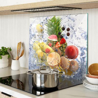 Glasschneidebrett Obst im Wasser