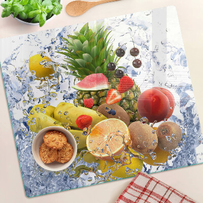 Glasschneidebrett Obst im Wasser