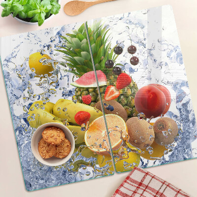 Glasschneidebrett Obst im Wasser
