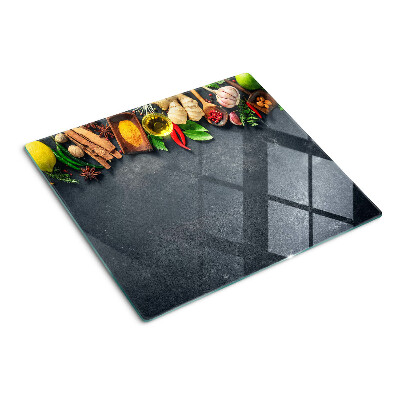 Glasschneidebrett Küchengewürze und Zutaten