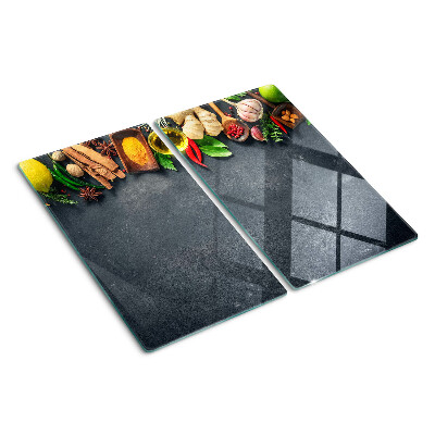 Glasschneidebrett Küchengewürze und Zutaten
