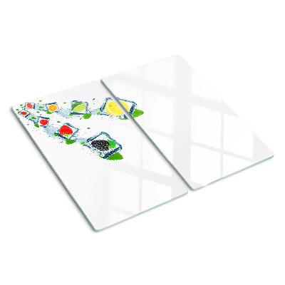 Schneidebrett glas Fruchtmotiv mit bunten Scheiben