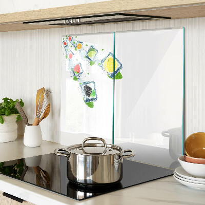Schneidebrett glas Fruchtmotiv mit bunten Scheiben