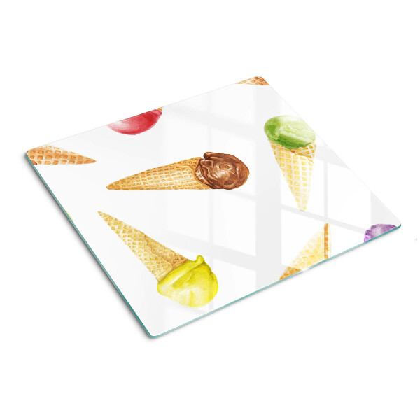 Glasschneidebrett Eis in der Waffeltüte