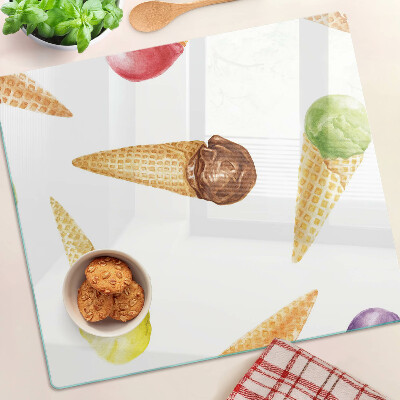Glasschneidebrett Eis in der Waffeltüte
