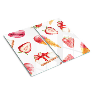 Schneidebrett glas Eis und Erdbeeren