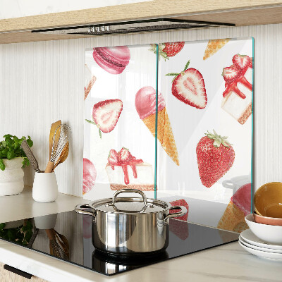 Schneidebrett glas Eis und Erdbeeren