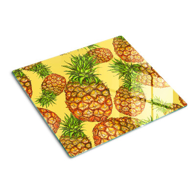 Glasschneidebrett Ananas auf gelbem Hintergrund