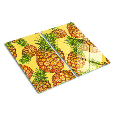 Glasschneidebrett Ananas auf gelbem Hintergrund