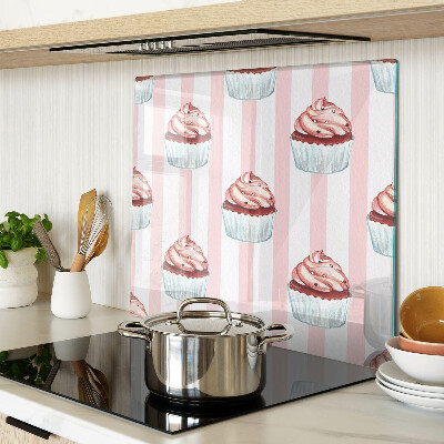 Glasschneidebrett Cupcakes auf rosa Streifen