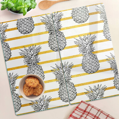 Glasschneidebrett Ananas in Streifen