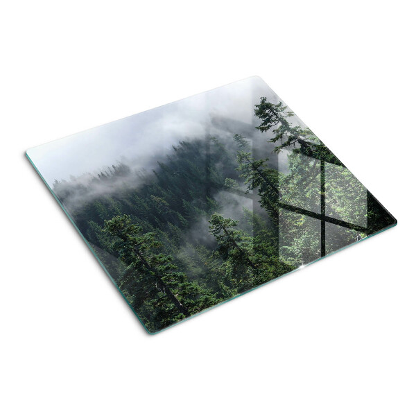 Glasschneidebrett Wald in den Wolken