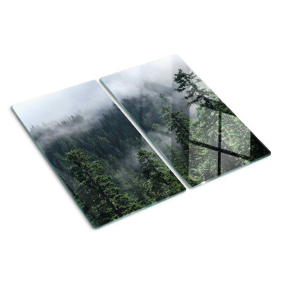 Glasschneidebrett Wald in den Wolken