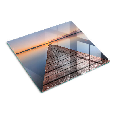 Schneidebrett glas Pier am See bei Sonnenuntergang