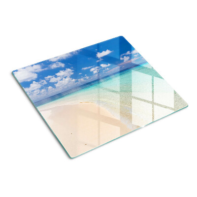 Schneidebrett glas Strand mit blauem Himmel