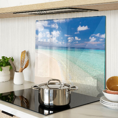 Schneidebrett glas Strand mit blauem Himmel
