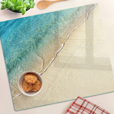 Glasschneidebrett Strand und Meereswellen