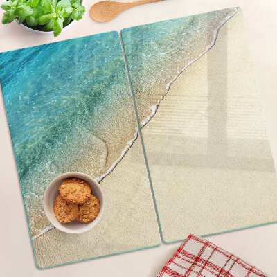 Glasschneidebrett Strand und Meereswellen