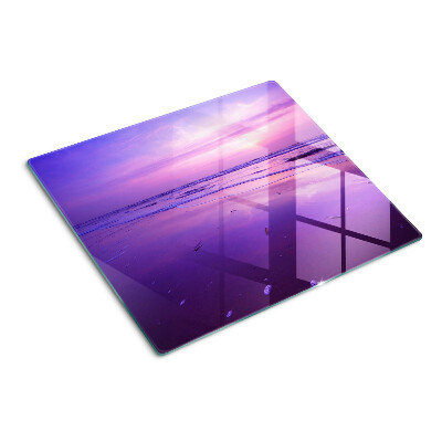 Schneidebrett glas Sonnenuntergang über dem Meer