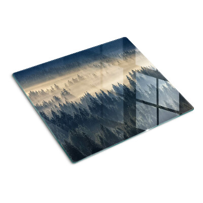 Schneidebrett glas Neblige Waldlandschaft