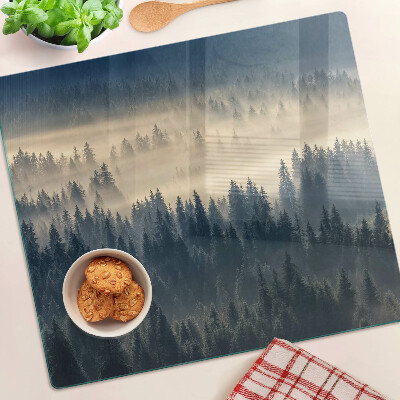 Schneidebrett glas Neblige Waldlandschaft