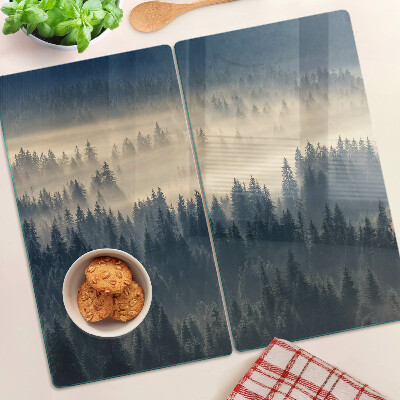 Schneidebrett glas Neblige Waldlandschaft