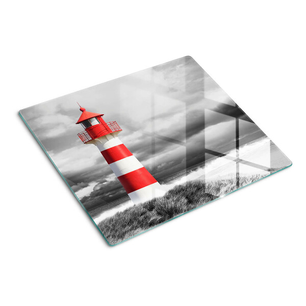 Glasschneidebrett Leuchtturm in der Landschaft
