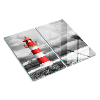 Glasschneidebrett Leuchtturm in der Landschaft