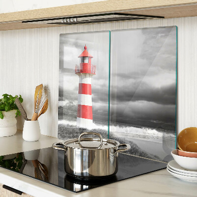 Glasschneidebrett Leuchtturm in der Landschaft