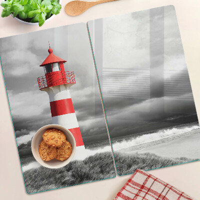 Glasschneidebrett Leuchtturm in der Landschaft