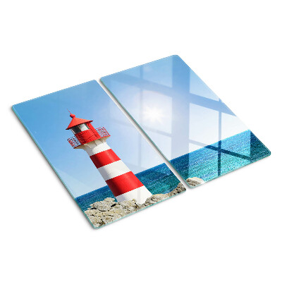 Glasschneidebrett Leuchtturm über dem Ozean