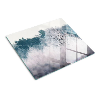 Schneidebrett glas Winterlandschaft mit Bäumen