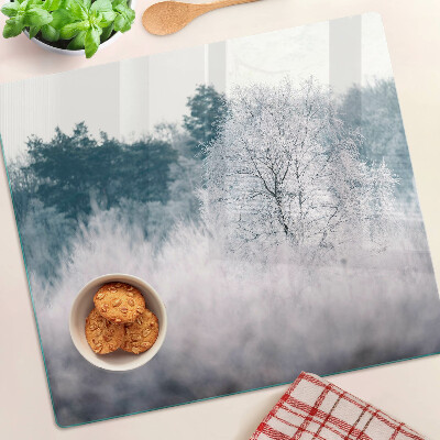 Schneidebrett glas Winterlandschaft mit Bäumen