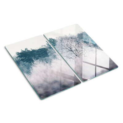 Schneidebrett glas Winterlandschaft mit Bäumen