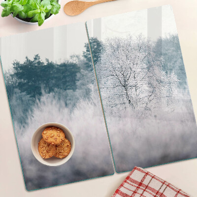 Schneidebrett glas Winterlandschaft mit Bäumen
