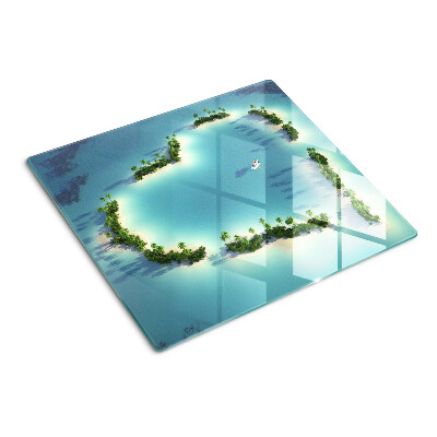 Schneidebrett glas Paradiesinsel mit Palmen