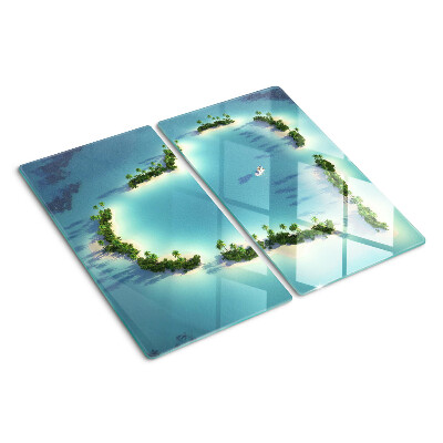 Schneidebrett glas Paradiesinsel mit Palmen