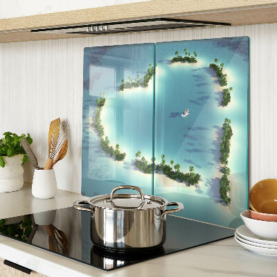 Schneidebrett glas Paradiesinsel mit Palmen