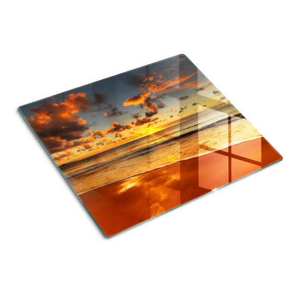 Glasschneidebrett Sonnenuntergang über dem Meer