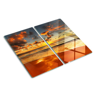 Glasschneidebrett Sonnenuntergang über dem Meer