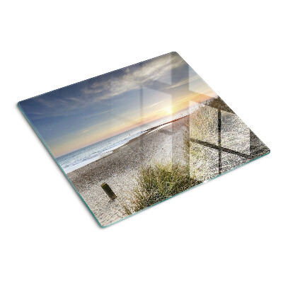 Schneidebrett glas Strand bei Sonnenuntergang