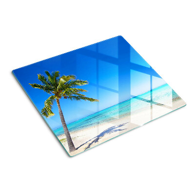 Glasschneidebrett Strand mit Palme