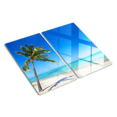 Glasschneidebrett Strand mit Palme