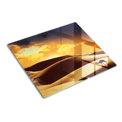 Schneidebrett glas Wüstenlandschaft bei Sonnenuntergang