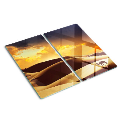 Schneidebrett glas Wüstenlandschaft bei Sonnenuntergang