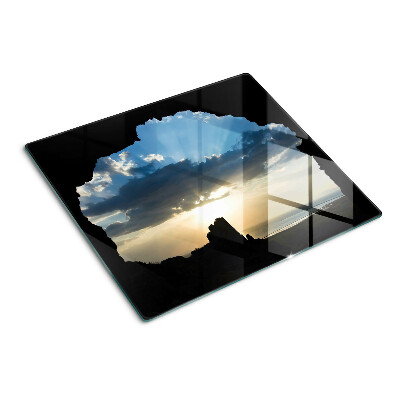 Glasschneidebrett Sonnenuntergang hinter den Wolken