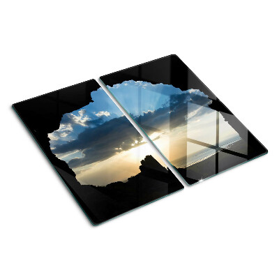 Glasschneidebrett Sonnenuntergang hinter den Wolken