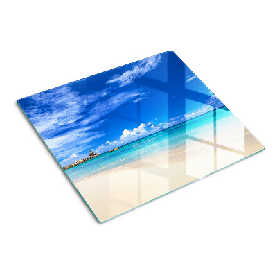 Schneidebrett glas Tropischer Strand mit blauem Himmel